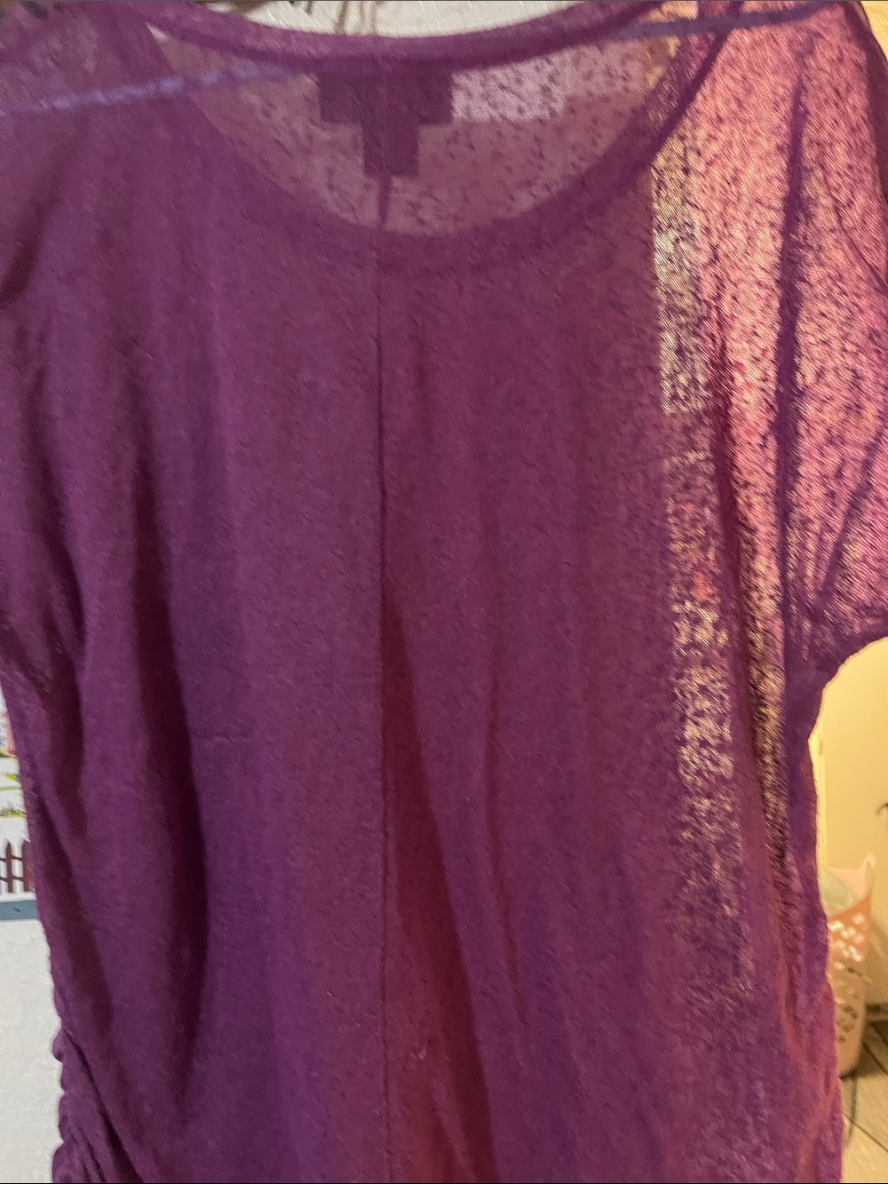 Lane Bryant Purple Sheer Leopard-Print Top - Picture 3 of 5